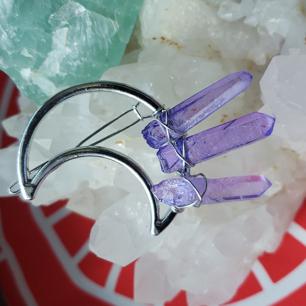 🌙 Brand new stone and moon hair clip